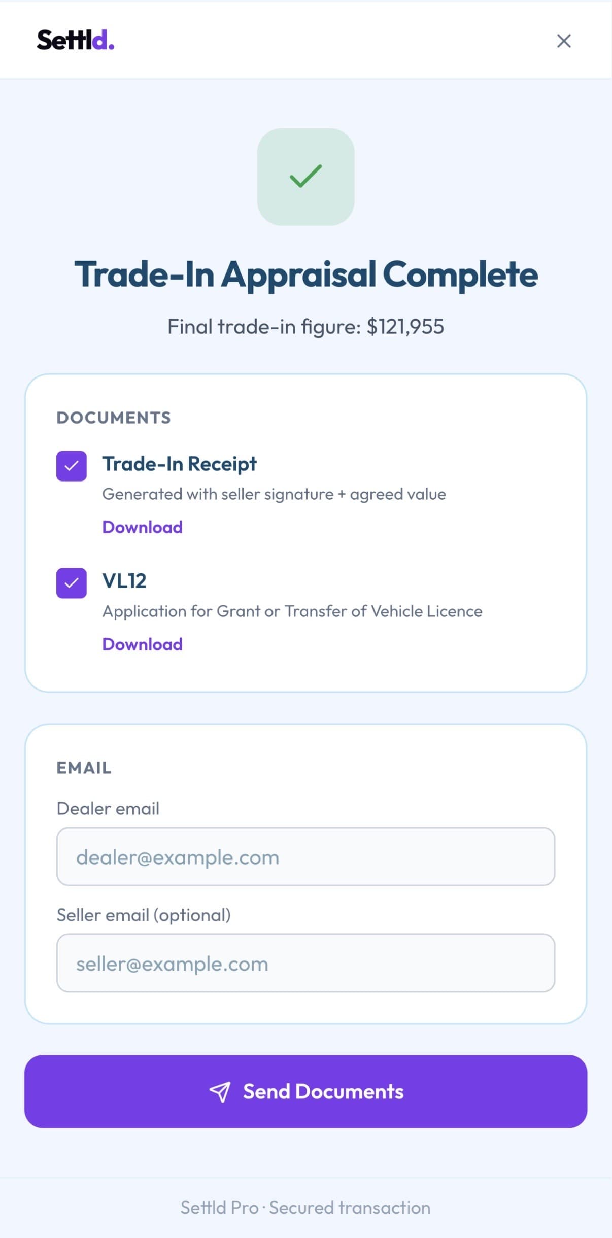 Documentation — Settld app screenshot