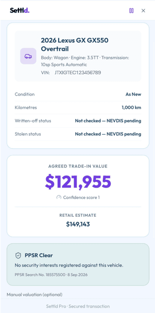 Valuation — Settld app screenshot